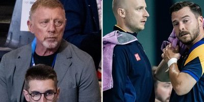 Boris Becker dyker upp under Sveriges OS-match