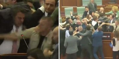 Fullt slagsmål i Kosovos parlament