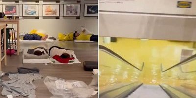 Kaosbilderna från Spanien – fast på Ikea i flera dygn