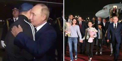 Här välkomnar Putin fångarna på röda mattan – kramar om torpeden