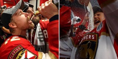 Gustav Forsling efter Stanley Cup-vinsten 