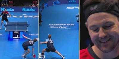 Truls Möregårdh får legendaren Timo Boll att häpna efter superbollarna 