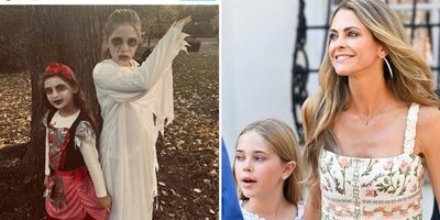 Prinsessan Madeleine firar halloween med barnen