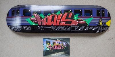 Gamla pågatåg och historisk graffiti hyllas på skateboards i Malmö