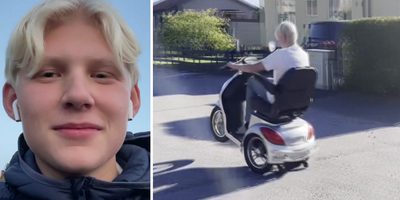 Grizzly, 13, glider runt – på egen permobil: "Folk tycker det är kul"