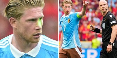 Kevin de Bruyne fick grön laser i ansiktet mot Ukraina